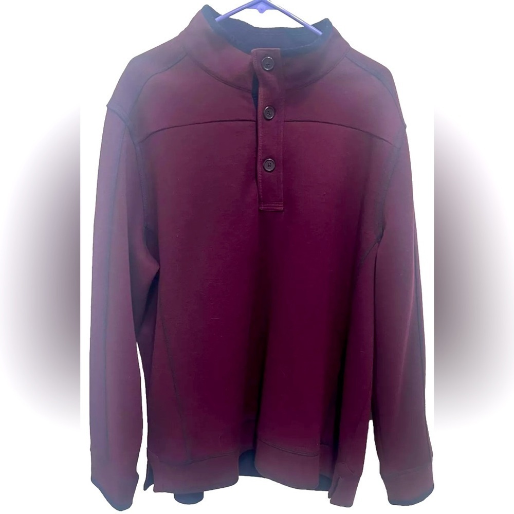 Carbon 2 Cobalt Men’s XL 1/4 Button Burgundy Sweater Pullover  #144284